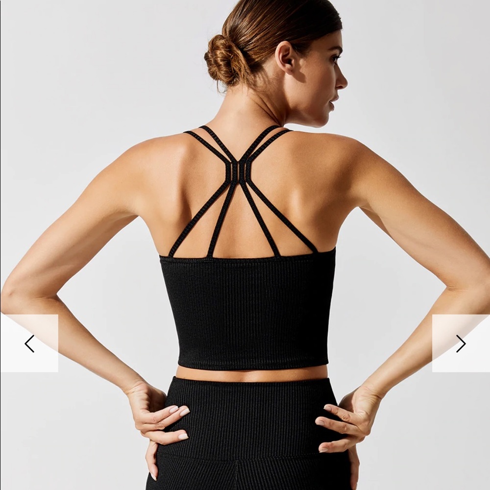 EUC Carbon38 cropped ribbed strappy camisole/tank in black - Picture 4 of 16